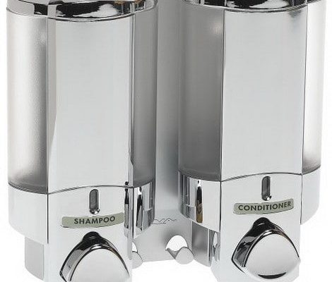 Image of a Two-Chamber Bath Soap and Shampoo Dispenser