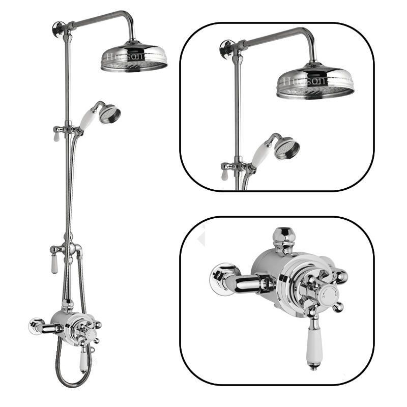 Dual Exposed Traditional Thermostatic Shower Valve with Grand Rigid Riser