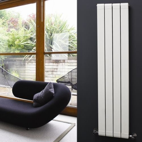 white vertical radiator in lounge