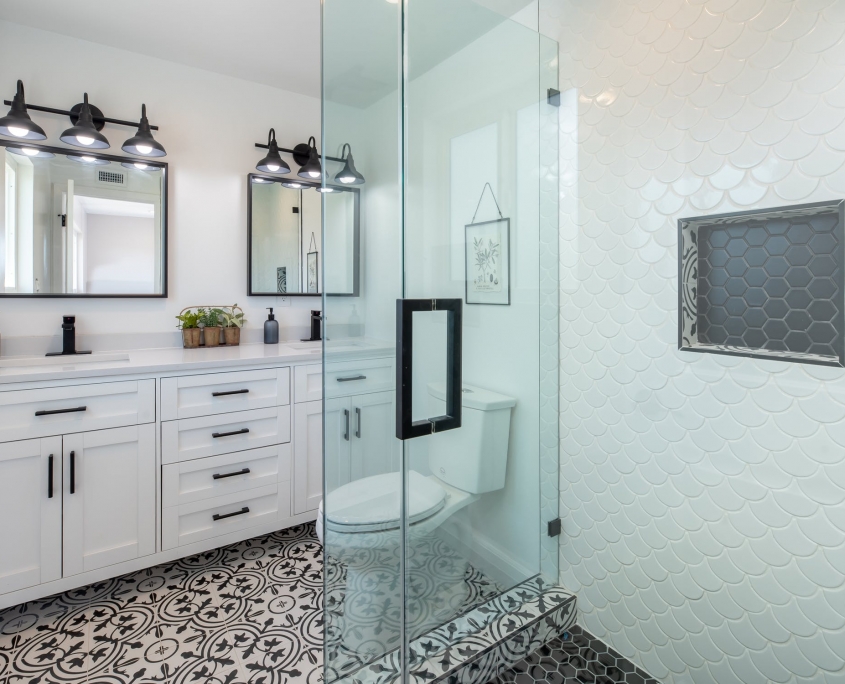 white storage bathroom
