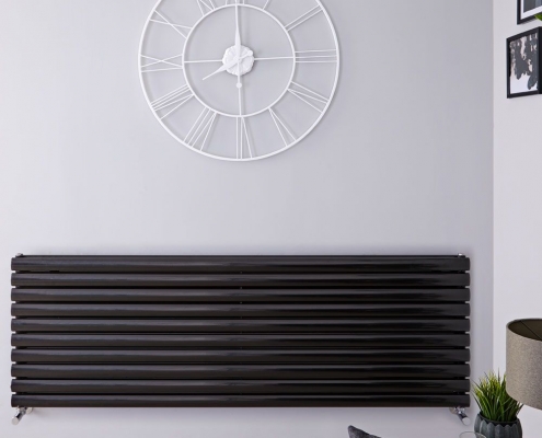 revive black horizontal double panel radiator